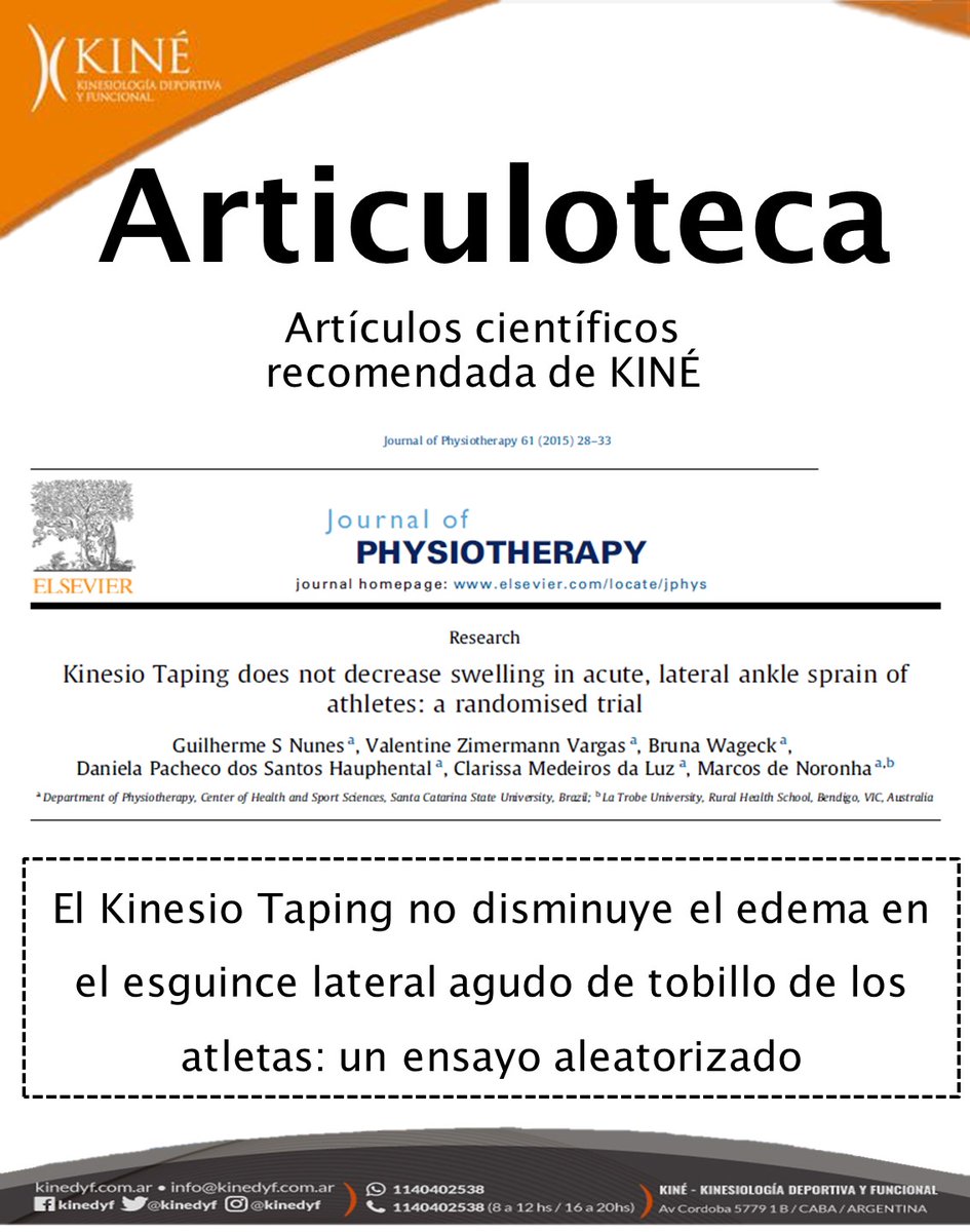 Artículo de la semana! 

Empezamos el 2024 estudiando un poco...

¿Usas el kinesiotape para drenar el edema en lesiones agudas? Esto puede interesarte!    🧵1/3