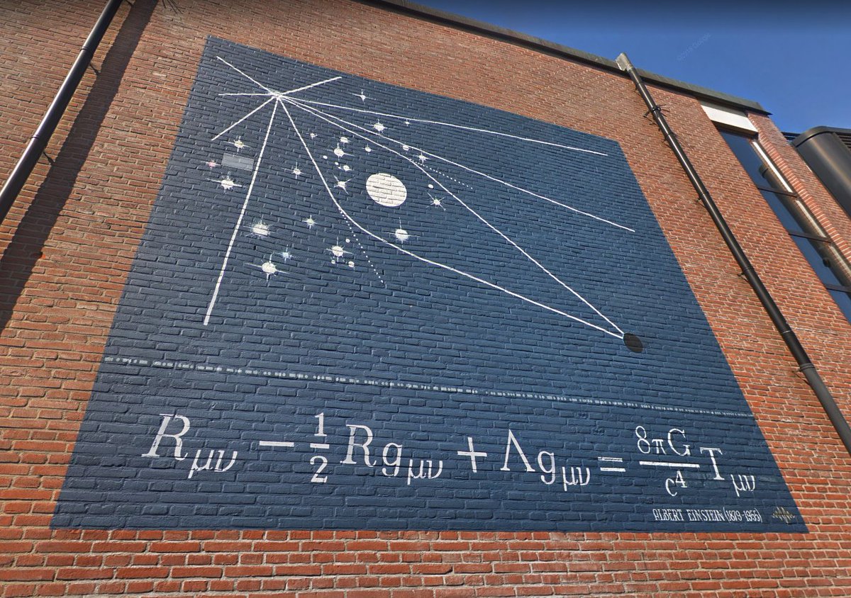 Einstein's (gravitational) field equation on a wall of Museum Boerhaave, Leiden, the Netherlands. Painted by Stichting Tegenbeeld.