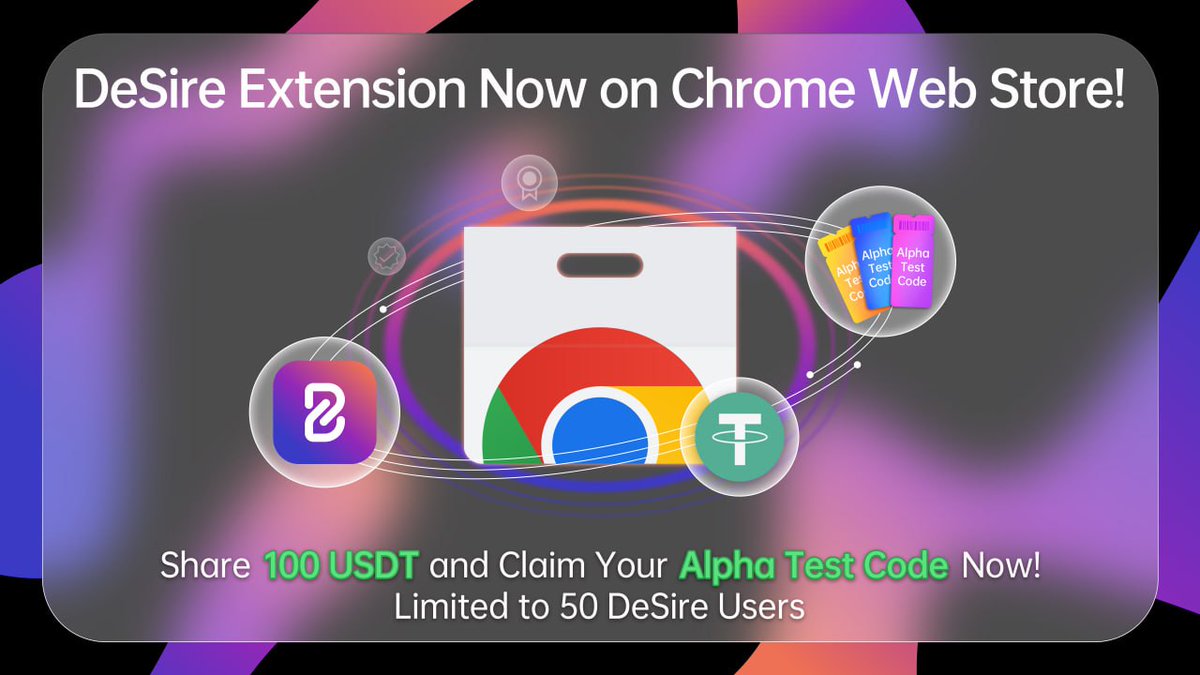 🌟 We're thrilled to announce our extension's launch on the Chrome Web Store! 

🚀 As part of our celebration, we're offering a total of $100 #USDT and 50 #AlphaTestCodes to users. #Givesway

Enter:
✅ Register #DeSire
✅ Bind your address

🔗 Join here: galxe.com/Dhfyvd7wgrauaK…