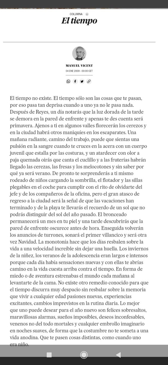 Cada comienzo de año hay que leer esta columna de Manuel Vicent.