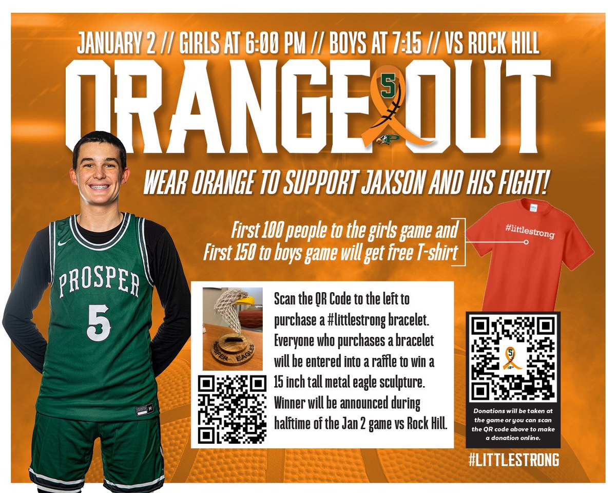 ‼️🏀HOME GAMEDAY🏀‼️
🦅 Prosper Girls Basketball 
🆚 Rock Hill 
🗓️ Tuesday, January 2nd
📍 Prosper HS
⏰ Varsity: 6:00 PM 
⏰ JV: 4:45 PM
⏰ Freshman: 3:30 PM