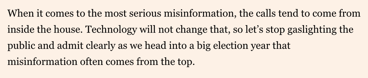 Great piece from @rasmus_kleis on the poor quality and ironically often misleading nature of discourse around misinformation. Report after report warns about deepfakes and AI bots, but there’s virtually no mention of the most significant source of misinformation: politicians