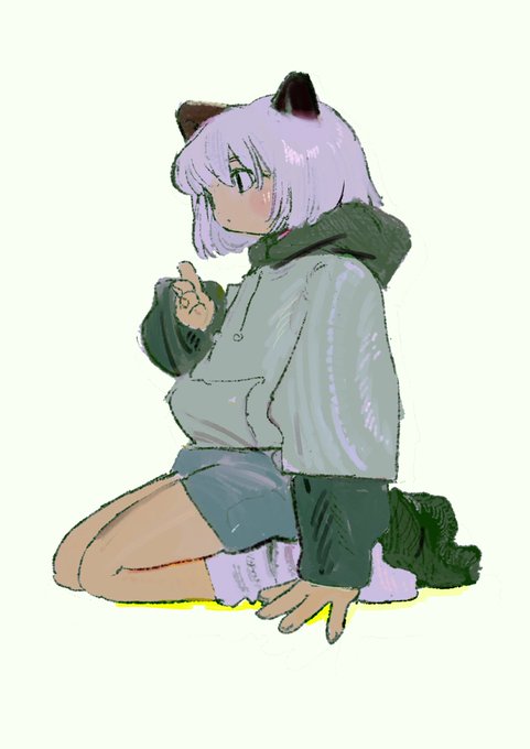 「grey hoodie sitting」 illustration images(Latest)