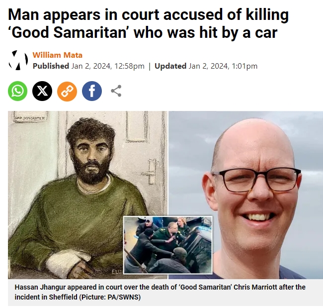 Hassan Jhangur is set to go on trial later this year after being charged with murdering a man helping a stranger on the roadside by driving into him.

Father-of-two Chris Marriott went to the aid of a woman he saw unconscious on the street in Burngreave, Sheffield, when a car