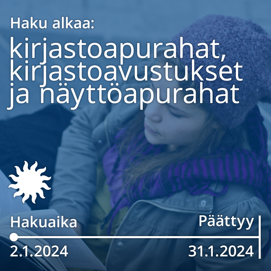 Nyt haettavana 

🧿kirjastoapurahat kirjailijoille ja kääntäjille 
🧿 kirjastoavustukset iäkkäille kirjailijoille ja kääntäjille
🧿 kuvataiteen näyttöapurahat 

📆 Hakuaika päättyy 31.1.2024 klo 16.00

Hakuilmoitukset taike.fi

#taiketukee #apuraha