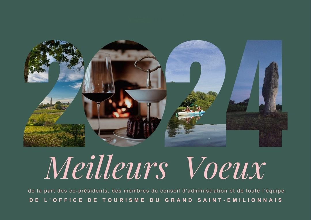 Tous nos meilleurs vœux à tous les amoureux du Grand Saint-Emilionnais ! ❤️

Que cette nouvelle année vous réserve des découvertes exceptionnelles, des rencontres mémorables et des moments uniques au cœur de notre magnifique région.