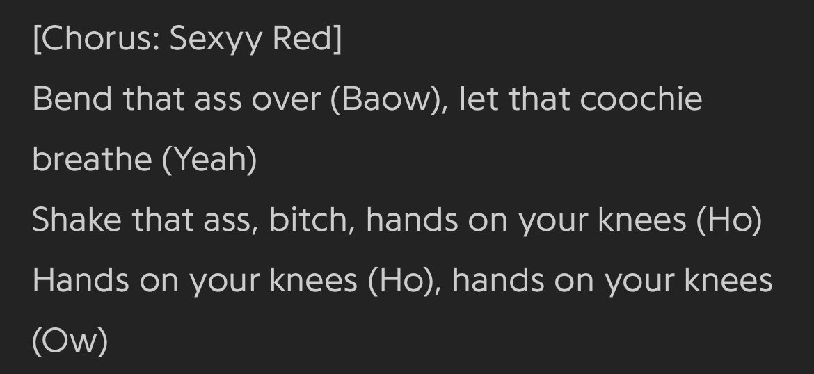 UrLocal0pp's tweet photo. @nooperatoroff Put these lyrics and ‘kids having fun’ in the same context and do ur best to convince yourself there’s no issue here 🤝🏾 https://t.co/1QlS1Z7cCU