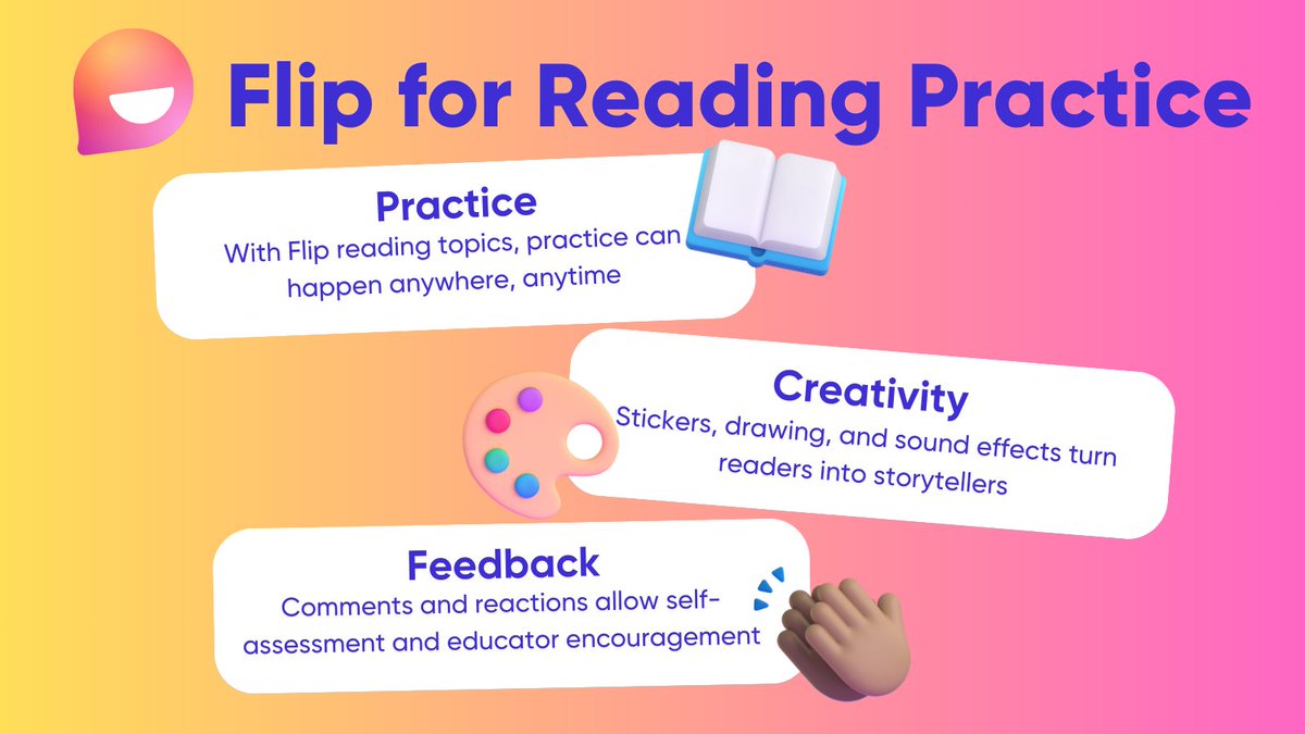 MicrosoftFlip's tweet image. Enhance your #literacy toolbox! 📚🧰

Make reading practice fun, frequent, and fulfilling with this Flip topic! 🙌

How are you addressing #LearningLoss with your students? Let&apos;s all help each other, share in the comments. 💡

💖 admin.flip.com/discovery/part…
