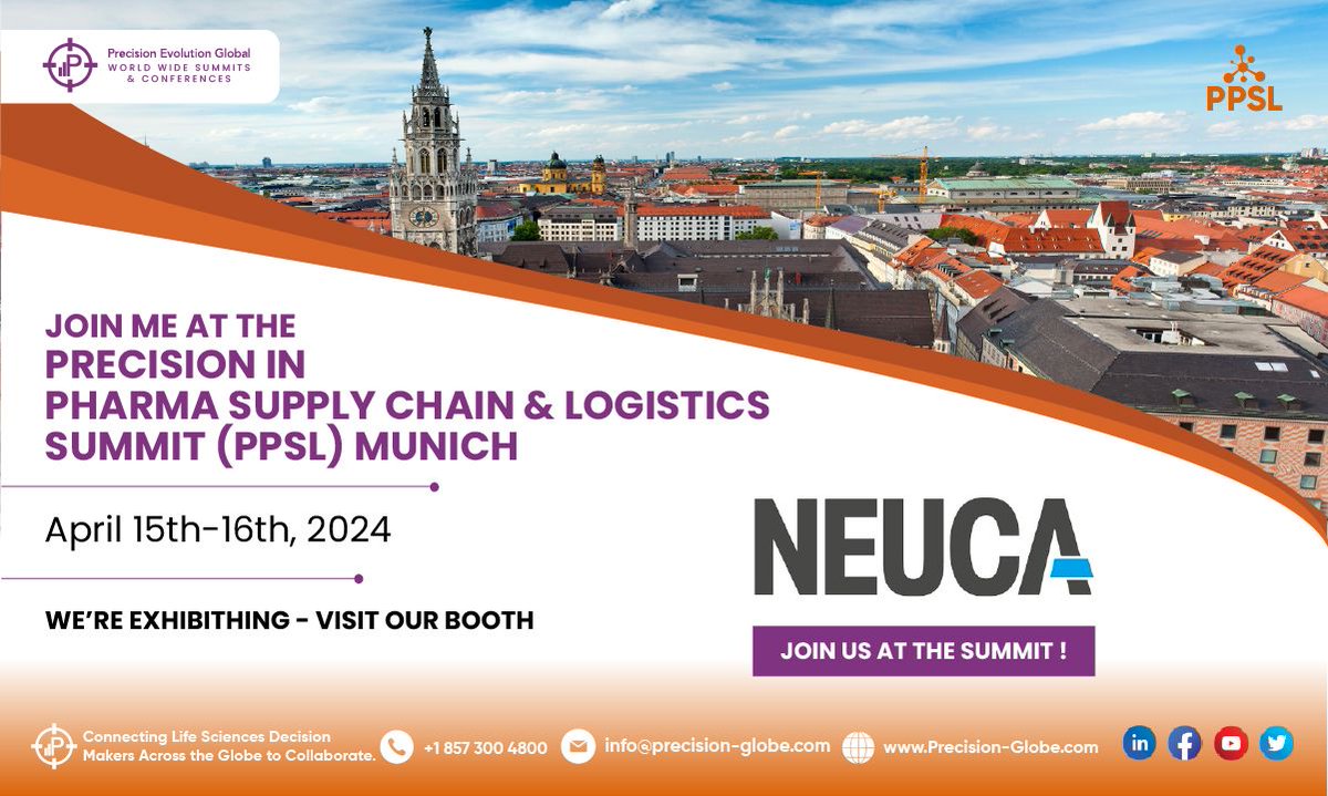 PrecisionEvolu1's tweet photo. We are delighted to welcome @Grupa_NEUCA to the #PPSLSUMMIT In #MUNICH
#SupplyChain #Logistics #AI #ML #Data #ClinicalTrials #Medicine #Europe #Summits #Events https://t.co/Gf6nqrCZoT