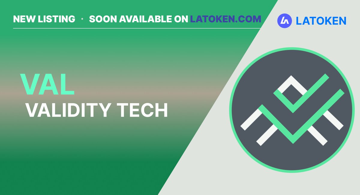🏆VALIDITY TECH (VAL) will be listing soon on LATOKEN

The Validity technology suite has 2 main components: The Validity blockchain and the Validity Smartchain.
The Validity blockchain is a decentralized network that uses a proof of stake (PoS) consensus algorithm. People can