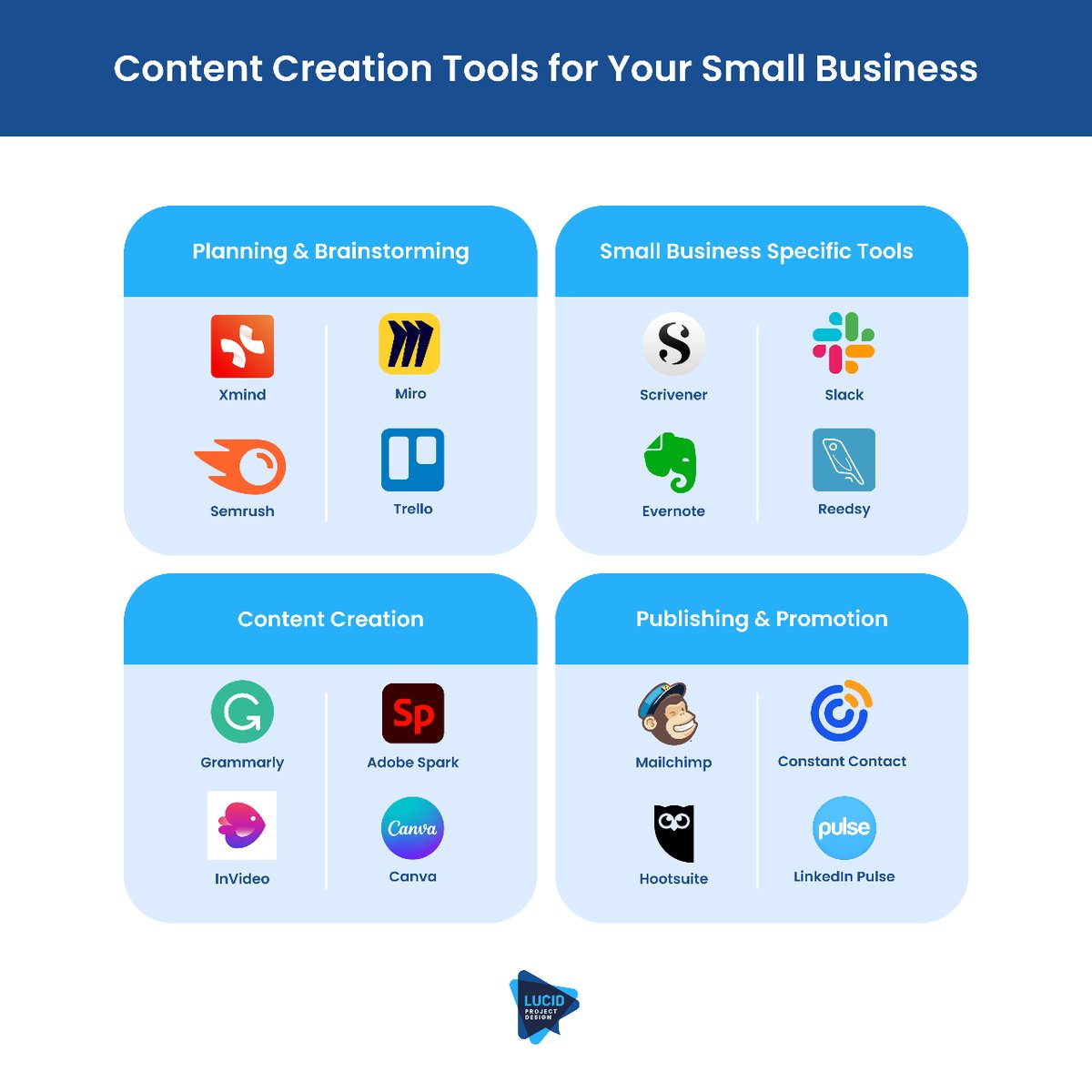 LucidProjDesign's tweet image. Fueling small business success with the perfect blend of creativity and efficiency. 🚀✨ Elevate your content game with the right tools and watch productivity soar!

Tell us which of these tools are your favorite. 

#SmallBizMagic
#ContentCreationMasters