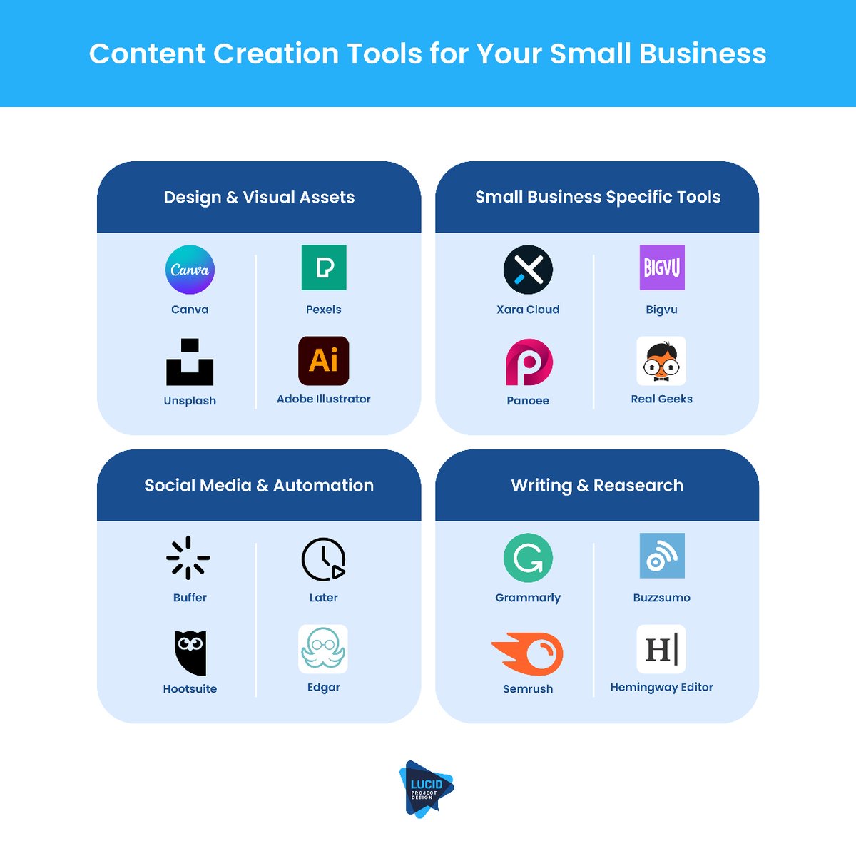 LucidProjDesign's tweet image. Fueling small business success with the perfect blend of creativity and efficiency. 🚀✨ Elevate your content game with the right tools and watch productivity soar!

Tell us which of these tools are your favorite. 

#SmallBizMagic
#ContentCreationMasters