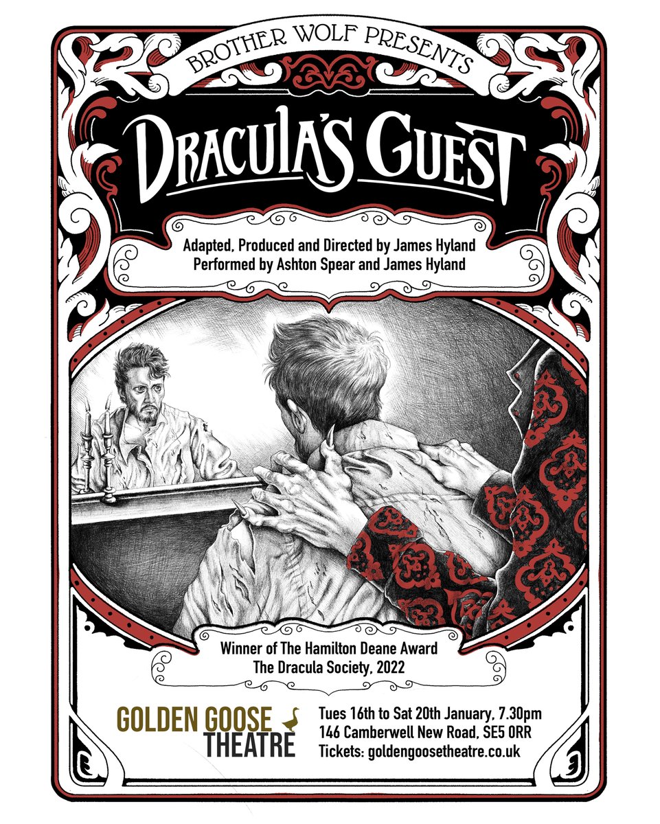 'Dracula’s Guest is a pretty powerful slab of theatre... an extraordinarily violent physical drama... We give it a 666/666 so go see it while you can.' ~@HorrorHothouse 16-20 Jan, 7.30pm at @GooseTheatre (London) TIX: goldengoosetheatre.co.uk/whatson/dracul… #Dracula #AwardWinning #Horror
