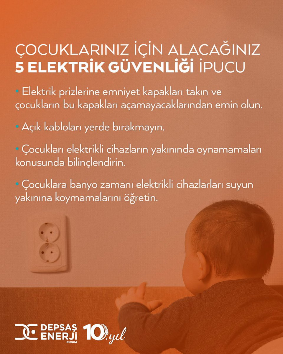 Elektrik kaynaklı kazalar anlık olaylardır ve her yaş grubundaki bireyler için elektrik güvenliği çok önemlidir. Evinizin ve ailenizin güvenliği için bu ipuçlarını mutlaka dikkate alın.

 #ElektrikGüvenliği #EvdeGüvenlik #EksimEnerji #DepsasEnerji