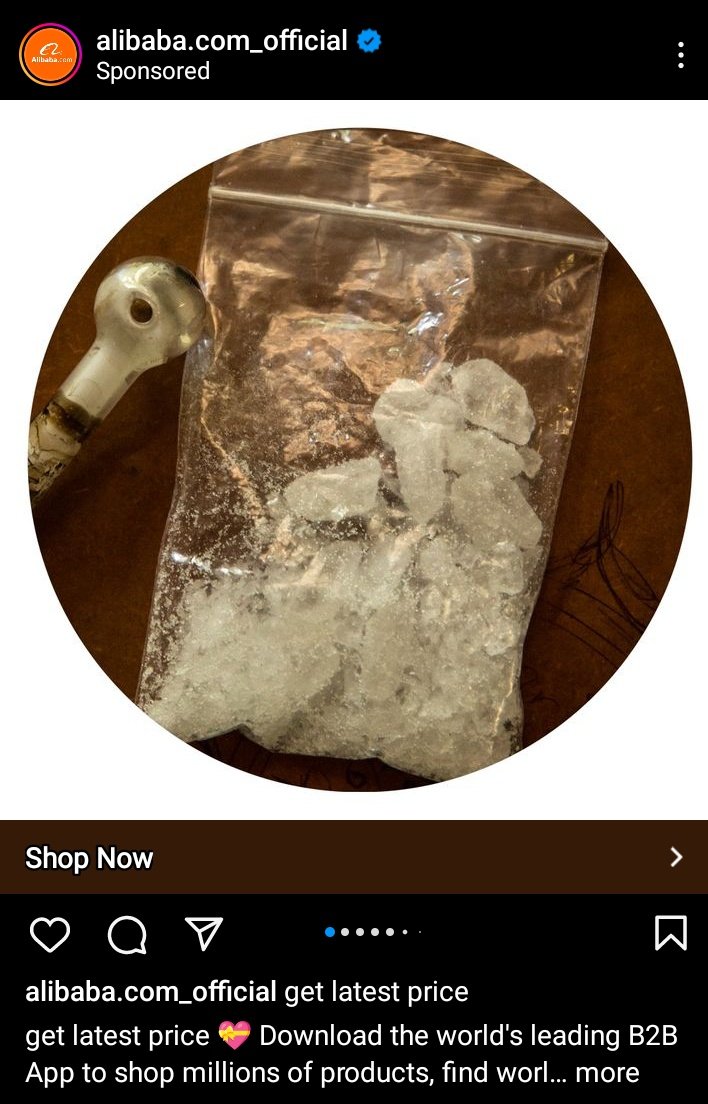 LuLCow1's tweet image. Tell me why this was on my IG yesterday?? And no I don&apos;t search for crack pipes or meth in my algorithms! What is ali baba selling over there?? #crackiswhack #sayno #MethArt