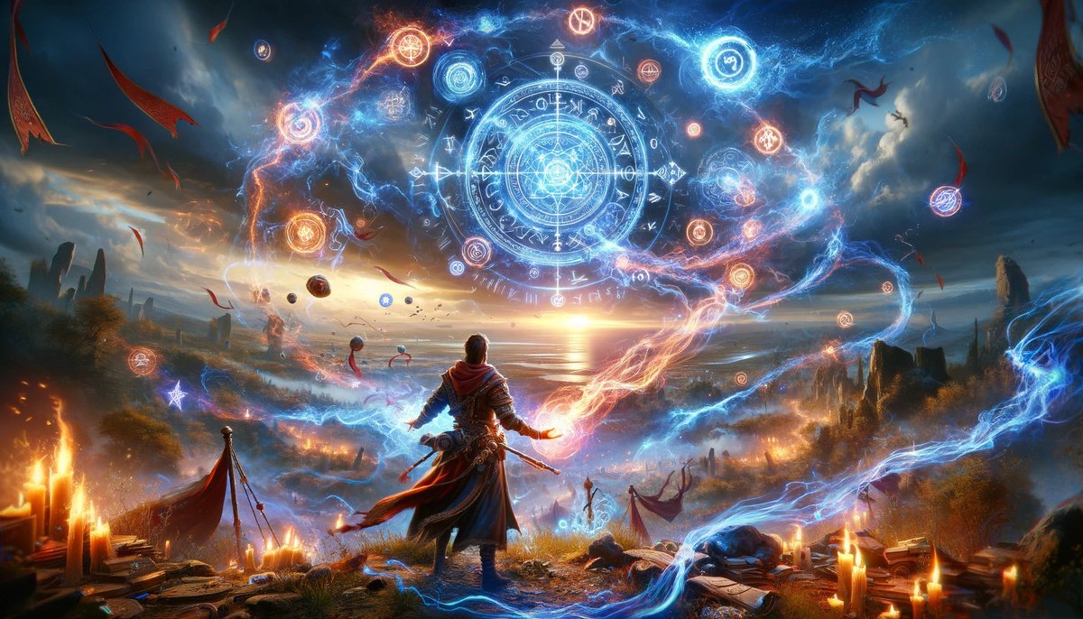 THFW_Official's tweet photo. Unleash the arcane! In 'The Heroic Faction War', spells cast the difference between victory and defeat. Master the elements, outwit your foes, and conjure victory! #THFW #Spellcasting #MagicDuels #CCG #StrategyGaming #TCG #aiartcommunity #AIArtistCommunity https://t.co/mw0nBOPtrg