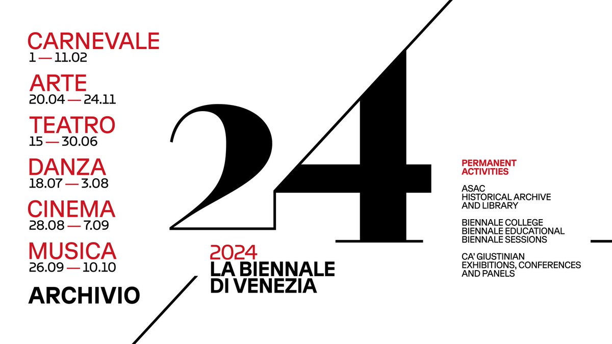 #LaBiennaleDiVenezia wishes you all a Happy and Peaceful 2024 with our Exhibitions, Festivals... and much more → bit.ly/Biennale_2024

#BiennaleCarnevale2024
#BiennaleArte2024
#BiennaleTeatro2024
#BiennaleDanza2024
#BiennaleCinema2024
#BiennaleMusica2024
