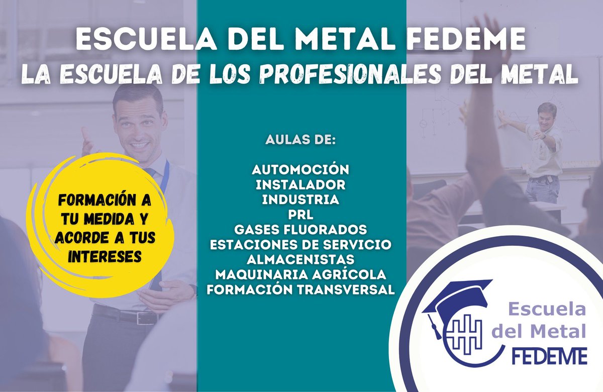 👨‍🏫 ¡Fórmate en la 𝗘𝗦𝗖𝗨𝗘𝗟𝗔 𝗗𝗘𝗟 𝗠𝗘𝗧𝗔𝗟 𝗗𝗘 𝗙𝗘𝗗𝗘𝗠𝗘!

✅ No te pierdas el nuevo BOLETÍN DE FORMACIÓN.

🔗 Ponte al día de la actualización de los nuevos cursos para las próximas semanas: acortar.link/MHcDbd