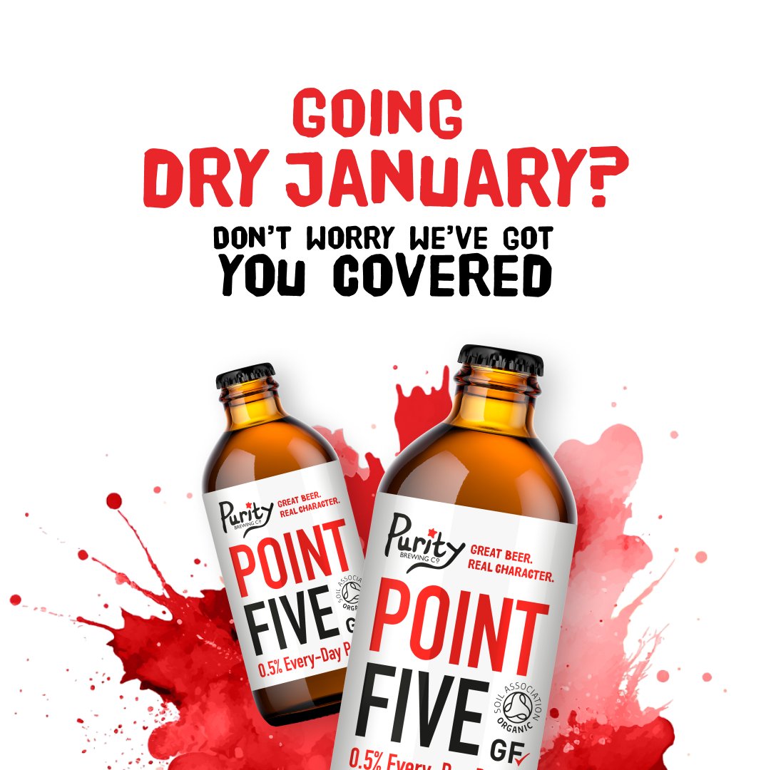 PurityBrewingCo's tweet photo. It’s that time of year again when we commit to outrageous New Year resolutions...
If you’re going ‘Dry’ for January but still fancy the taste of Great Beer, we’d recommend a ‘Point Five’ 0.5% EveryDay Pale case.
#LowABVBeer #LoAlcoholBeer #PointFive #DryJanuary #NYResolutions https://t.co/ppMAQ7hUHM