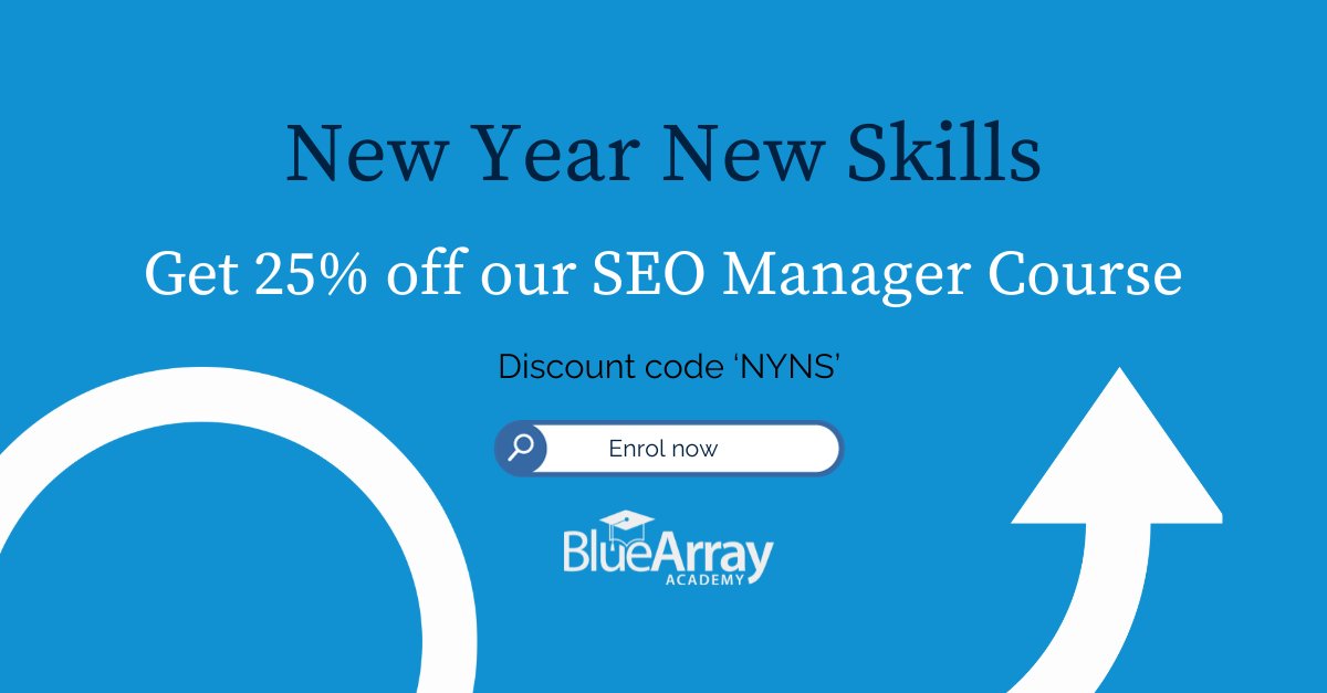 bluearrayseo's tweet image. 🎉 Happy New Year! 🎉

Embrace a new you with our &apos;New Year New Skills&apos; Academy promotion and get 25% off our SEO Manager course using code &apos;NYNS&apos;!

Seize the opportunity to level up your skills in 2024! 💼✨
bluearrayacademy.com/courses/seo-ma…

#NewYearNewSkills #SkillUp #BlueArrayAcademy