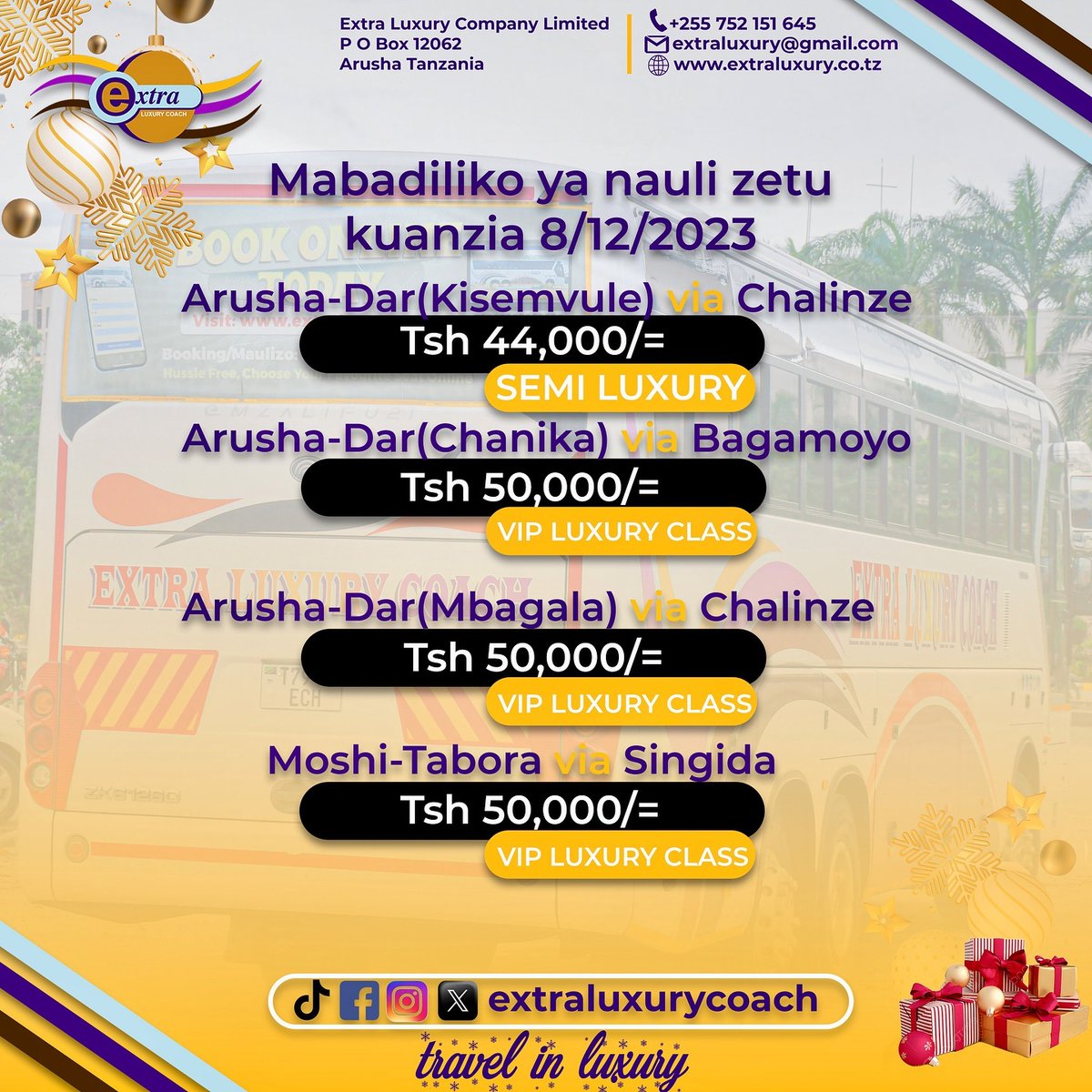 extraluxury_'s tweet photo. Karibu Extra Luxury coach usafiri kiviwango 📌 https://t.co/fKrebXV2OZ