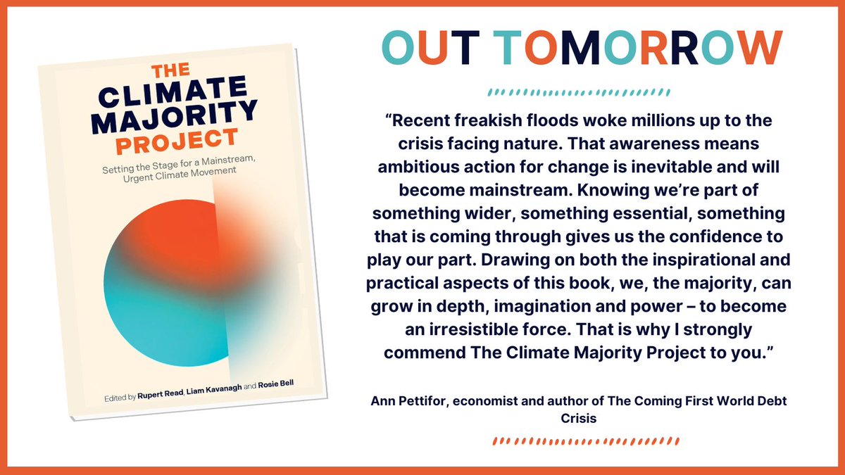 GreenRupertRead's tweet image. All proceeds from the sale of our first @CMP_voice book, OUT TOMORROW, will be used to support work by the #ClimateMajorityProject to catalyse urgent citizen #ClimateAction. 

📙You can pre-order your copy via the link below.

#NewBook #CitizenAction 

londonpublishingpartnership.co.uk/climate-majori…