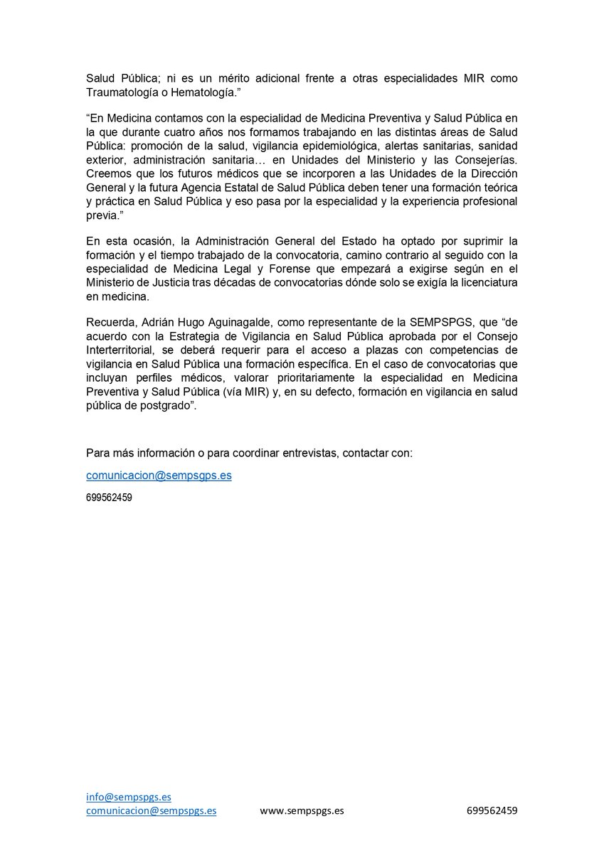 🔷 Indignación entre los especialistas en Medicina Preventiva y Salud Pública tras conocer que <a href="/sanidadgob/">Ministerio de Sanidad</a> ignora la formación MIR para trabajar en Salud Pública.