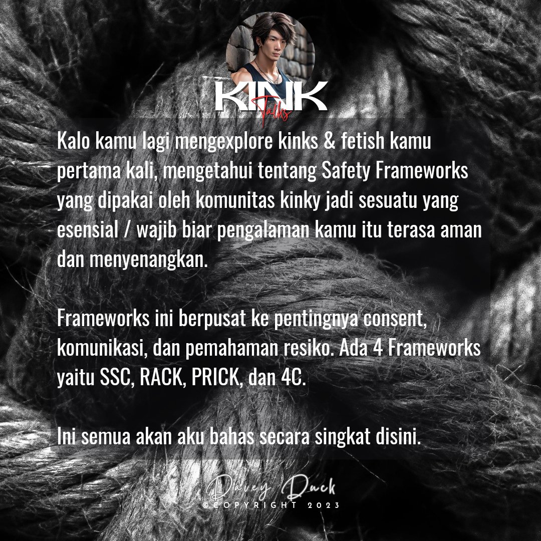 idthreedots's tweet photo. SAFETY FRAMEWORKS
Dalam kink community, istilah Safety Frameworks ini dah cukup sering dibahas, tapi banyak pemula / kinkster baru yang mengabaikan dan gak peduli. Ujung2nya pas kena masalah, ribut bikin drama gak jelas
#daveyduck #BDSMovement #tabootalks #kinktalks #bdsmbali https://t.co/0SEqc9wUhX
