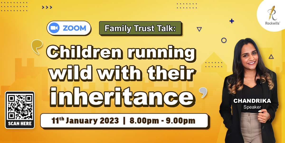 rockwills's tweet photo. What steps can #parents take to prevent kids from spending their #inheritance recklessly?

Register now to join our first Family Trust Talk for free： https://t.co/Z6XBiSTmMU

Secure your Legacy with us！

#Rockwills
#FamilyTrust
#willandtrust https://t.co/VFj593ea1w