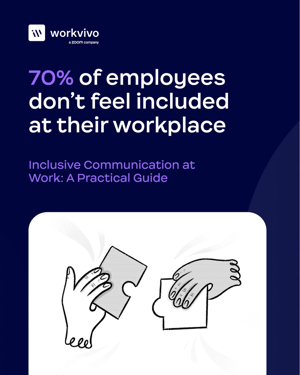 70% of employees don't feel included at work. Let's change this! 🤸‍♂️ Use our Inclusive Communication at Work: A Practical Guide (Including 7 Strategies) to improve #InclusiveComms at your workplace, starting from today 💫 Full Guide: workvivo.com/blog/inclusive… #EX #InternalComms