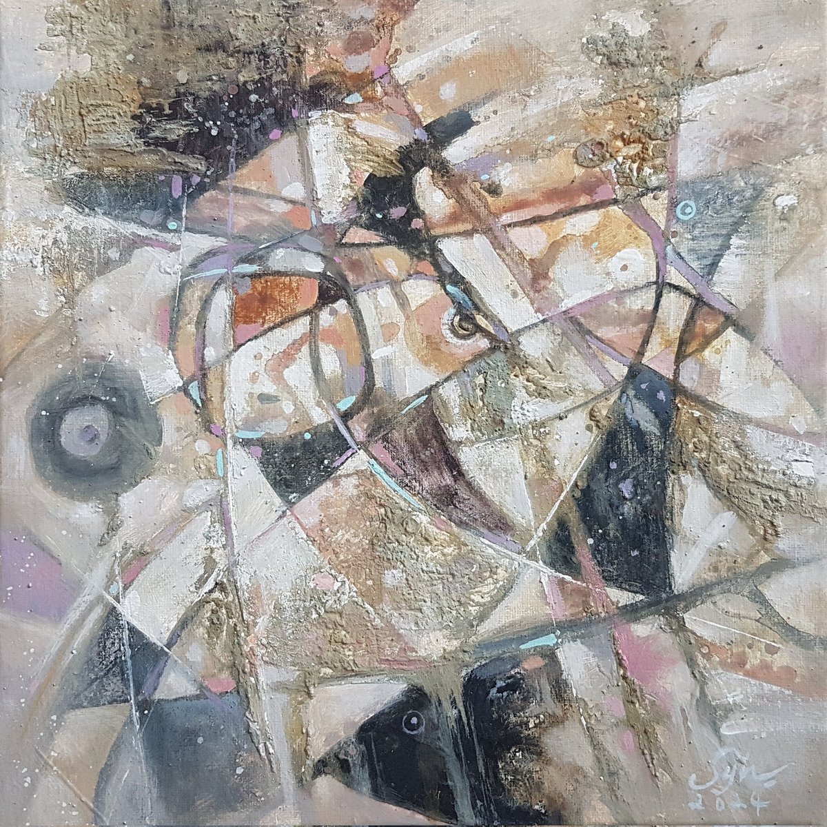 ภาพแรกของปี 2567 :)
"Life 2024"
30x30 cm. mixed media
#JinartStudio #Abstract