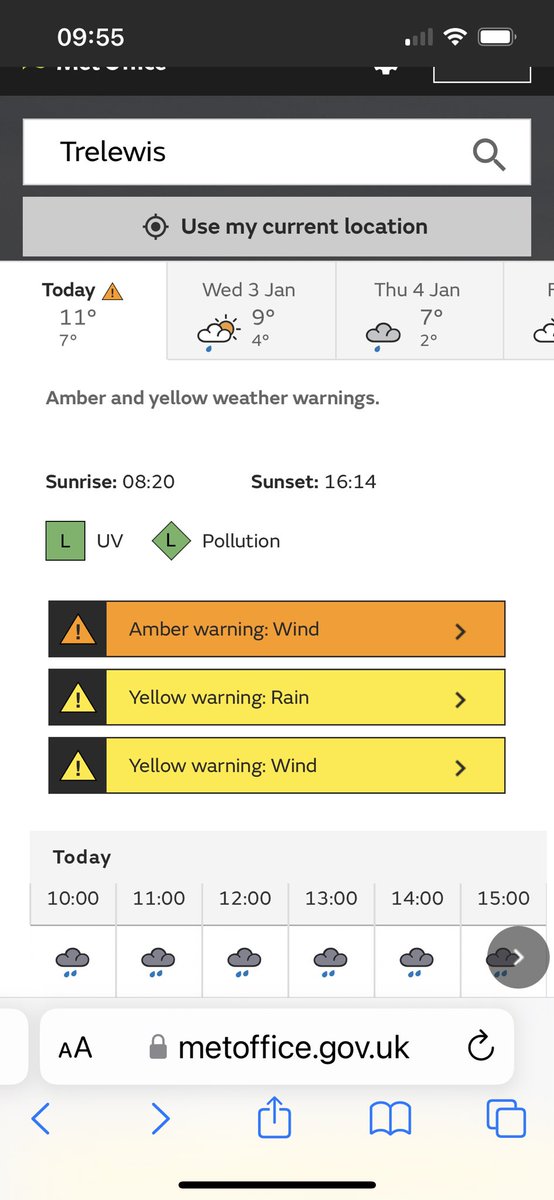 ⚠️ An Amber warning has been issued by the MetOffice until 8pm this evening. 
Please take care if travelling and check routes.