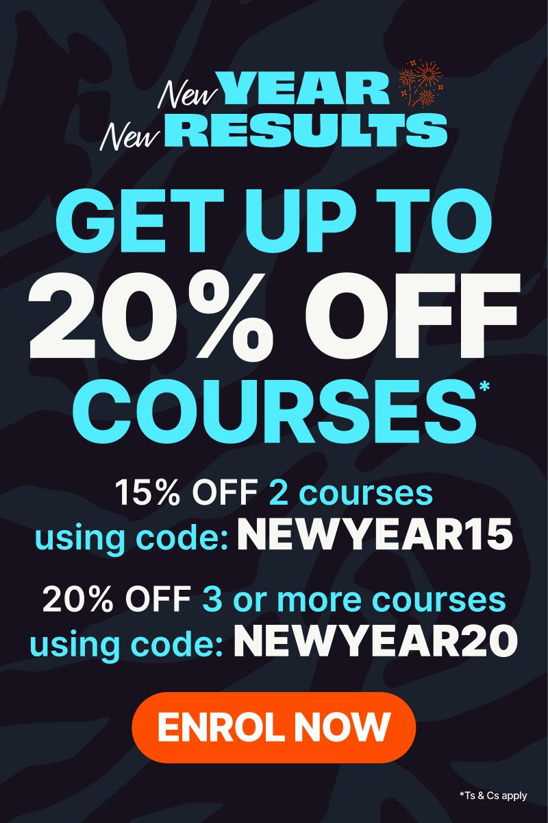 We're excited for what 2024 has in store and we're ready to help you achieve your goals. 🙌 Save this month with up to 20% off our courses.