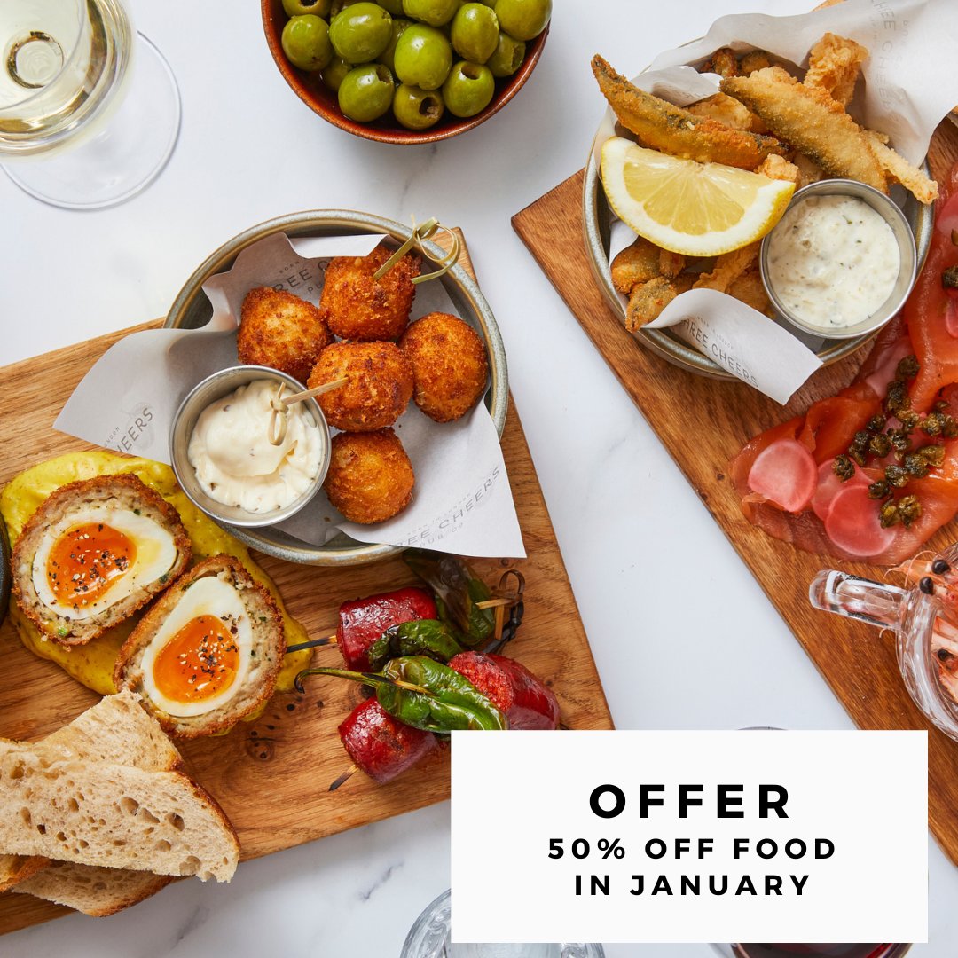 50% off food. Go, go, go...🏃🏽‍♀️ Get your voucher here 👇🏼 threecheers.co.uk/discount/ #SALES #discount