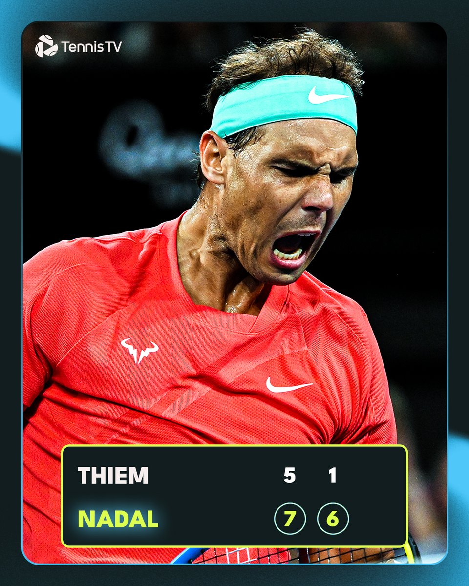 TennisTV's tweet photo. BACK WITH A BANG 💪

@RafaelNadal produces a magnificent display to beat Thiem in his first match back on tour!

#BrisbaneInternational https://t.co/rv1Hv1WY9i
