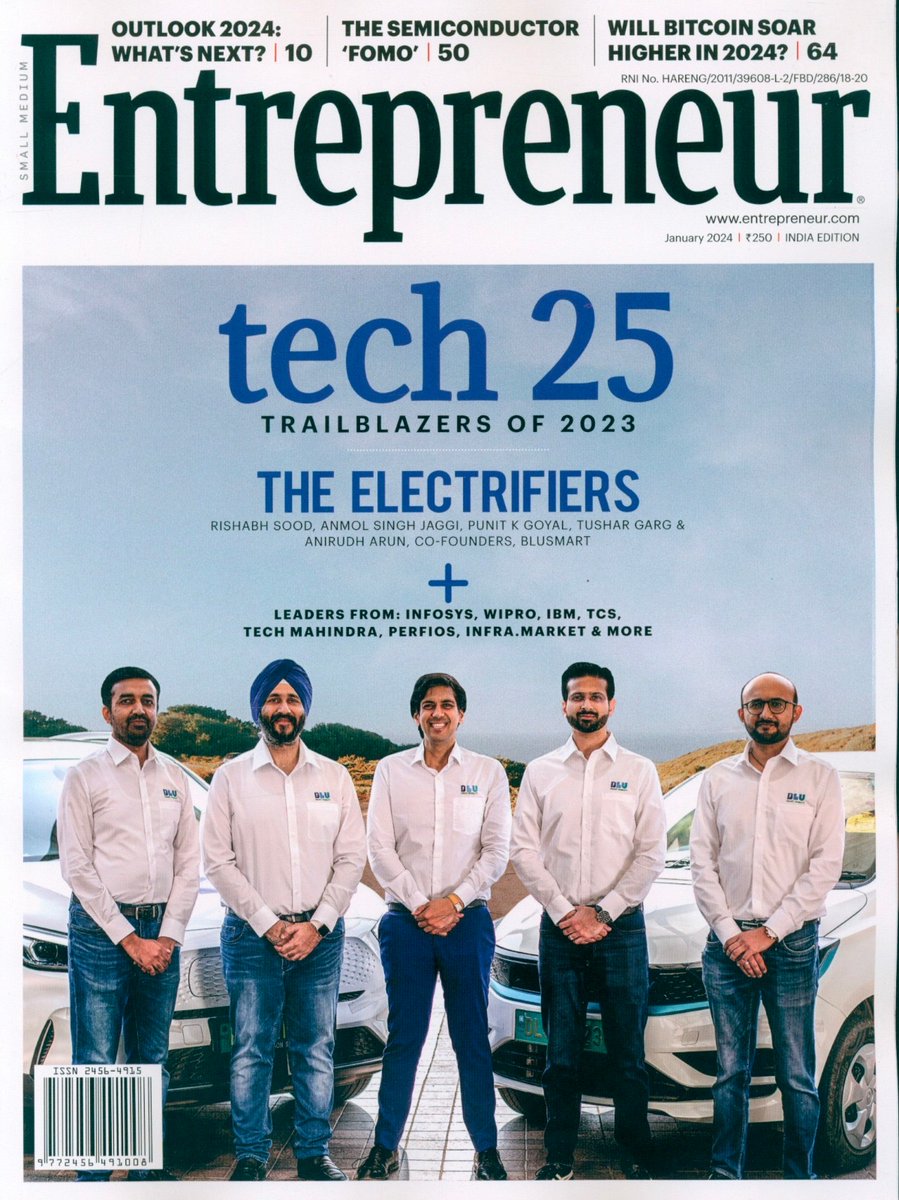 <a href="/BluSmartIndia/">BluSmart</a>  BluSmart on the cover of the Entreprenuer Magazine (Jan 2024 Edition) <a href="/Entrepreneur/">Entrepreneur</a>