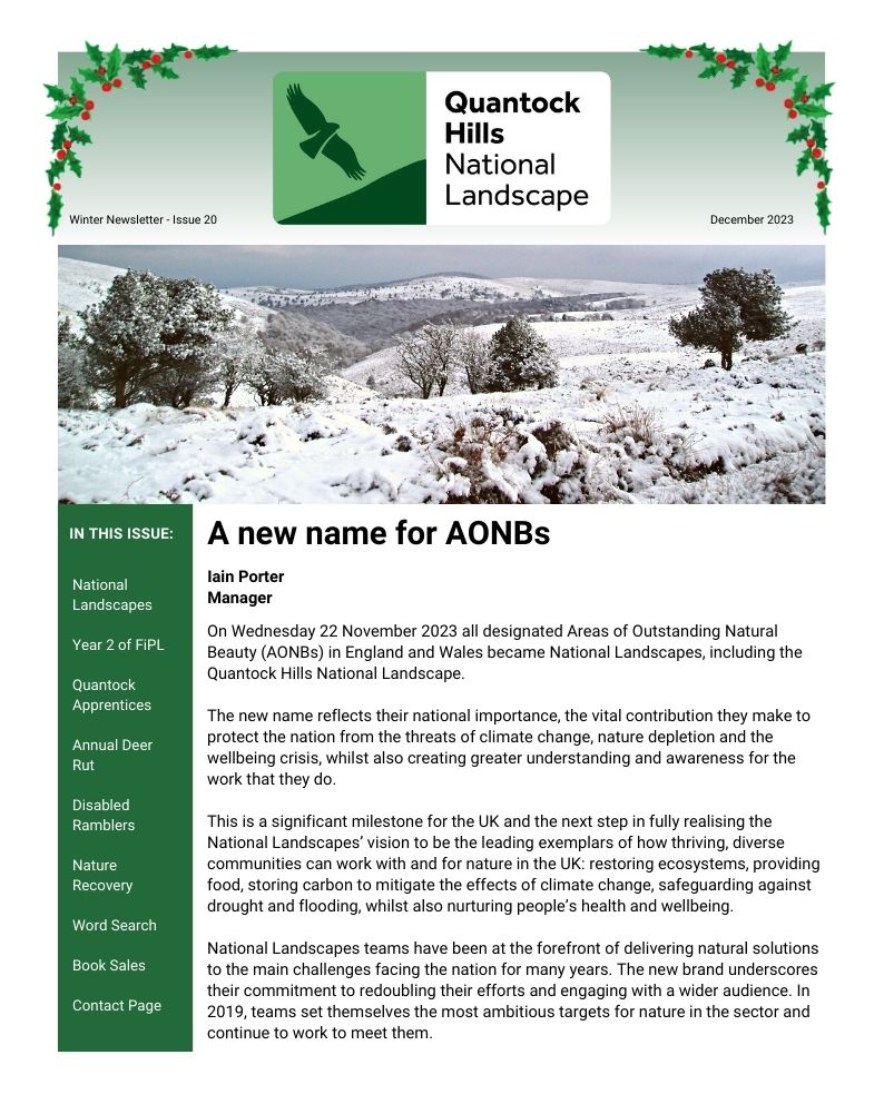 Happy New Year from the Quantock Hills National Landscape Team! 🎉 Our latest newsletter is now available so have a read and find out what the team have been up to over the past few months 👍 mailchi.mp/5b46521cbe5f/q…