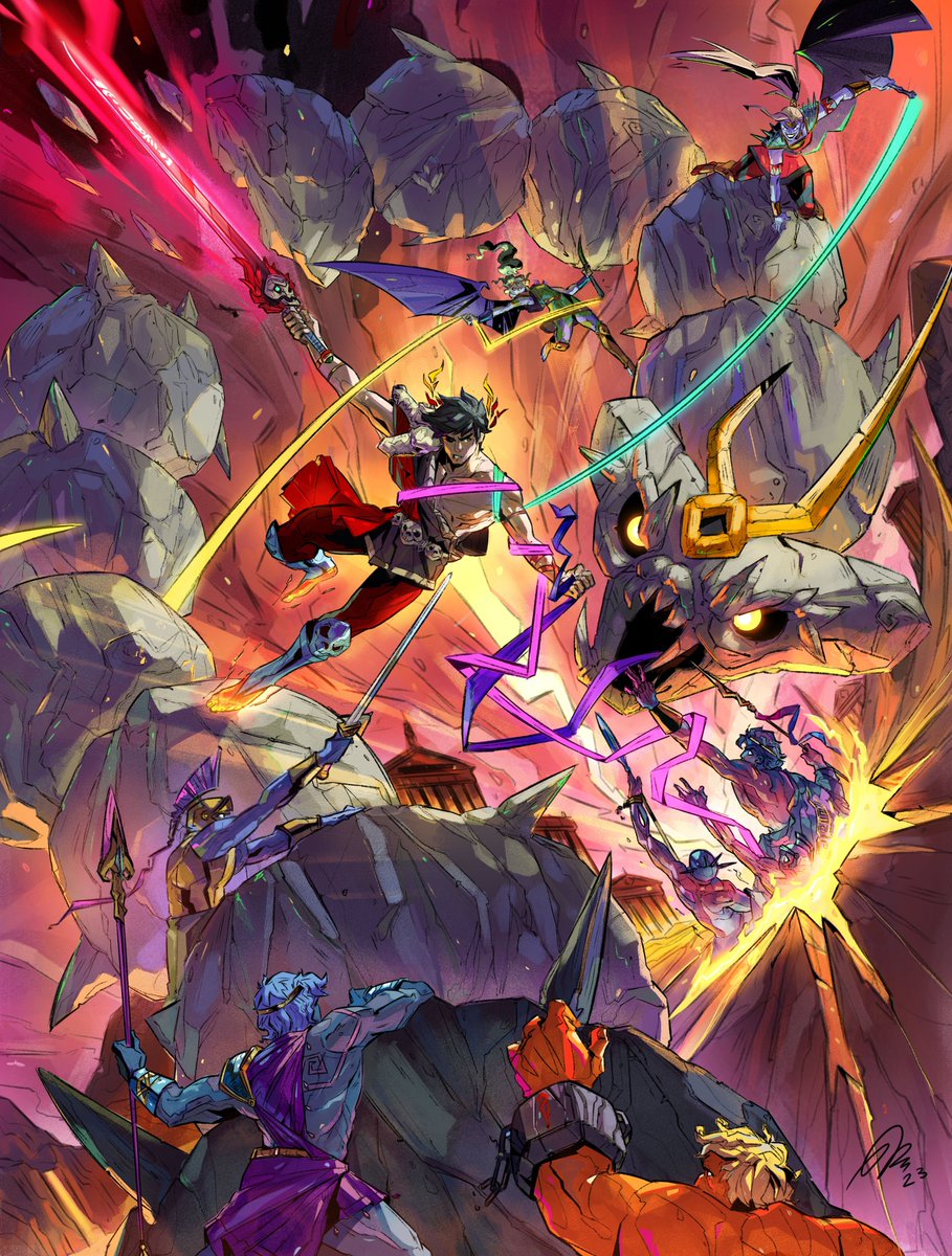 It's in the blood ~ Hades art, had a blast studying the style from <a href="/SupergiantGames/">Supergiant Games - HADES II out now!</a> #digitalart  #digitalpainting #zagreus #HadesGame #hades