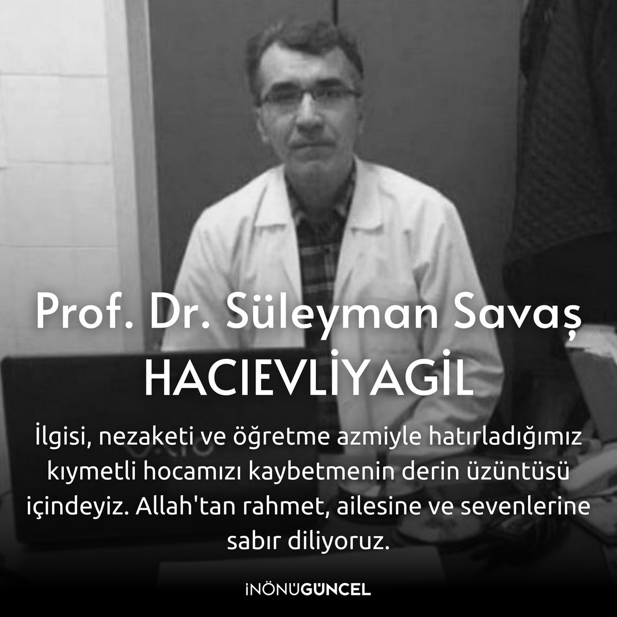 Kıymetli hocamızın cenazesi yarın (3 Ocak 2024) öğle namazına müteakip Malatya Şehir Mezarlığı’nda defnedilecektir.