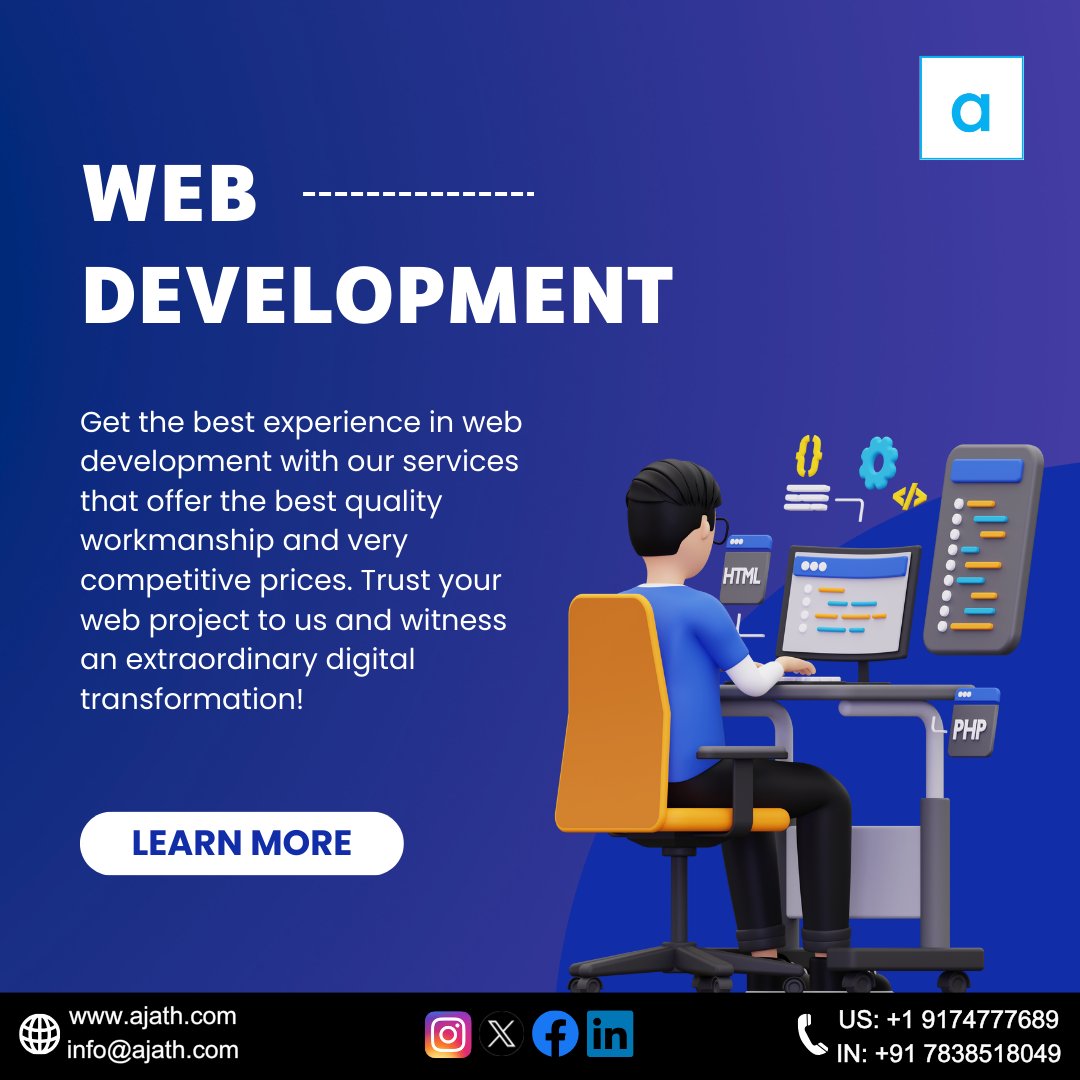 Offering you the best services for app as well as web development.
#AppDevelopment #MobileApps #AppDesign #MobileTech #DigitalInnovation #TechSolutions #AppBuilders #InnovativeApps #CodeMasters #ajathinfotech
