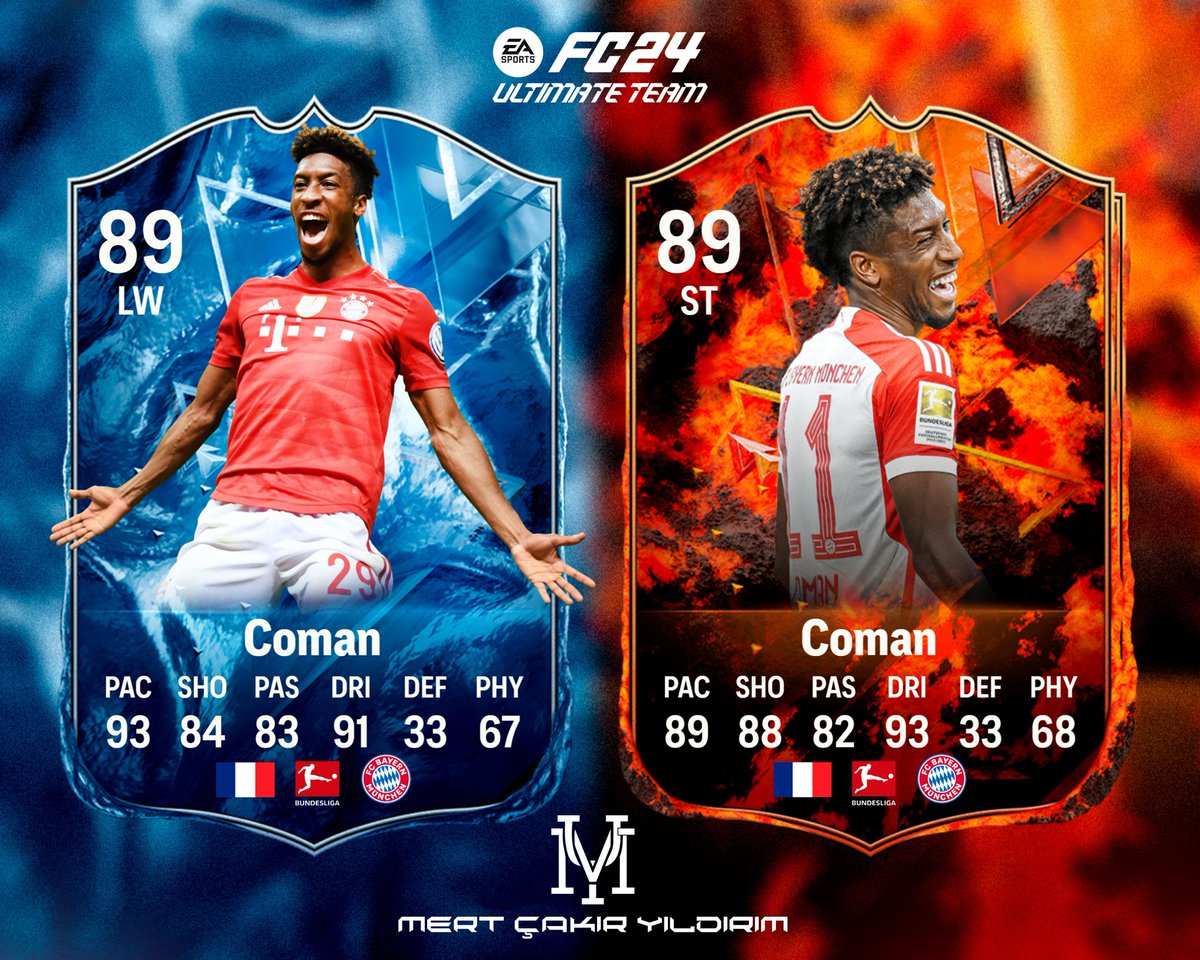 mertcakiry's tweet photo. 🚨BOOOM 🇫🇷Coman is coming as FIRE vs ICE promo soon! Stats are prediction.  

I DON'T CARE IF YOU FOLLOW OR NOT BABY

@mertcakiryildirim

#fc24 #leaks #firevsice #coman https://t.co/IhAZs5qTFs