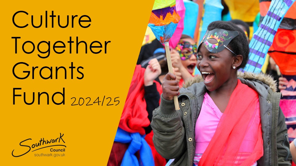The Culture Together Grants Fund is open for applications Supporting Southwark’s arts and culture organisations to build a more sustainable and inclusive culture sector. Find out more and book one of our workshops in January: orlo.uk/FF8Xv