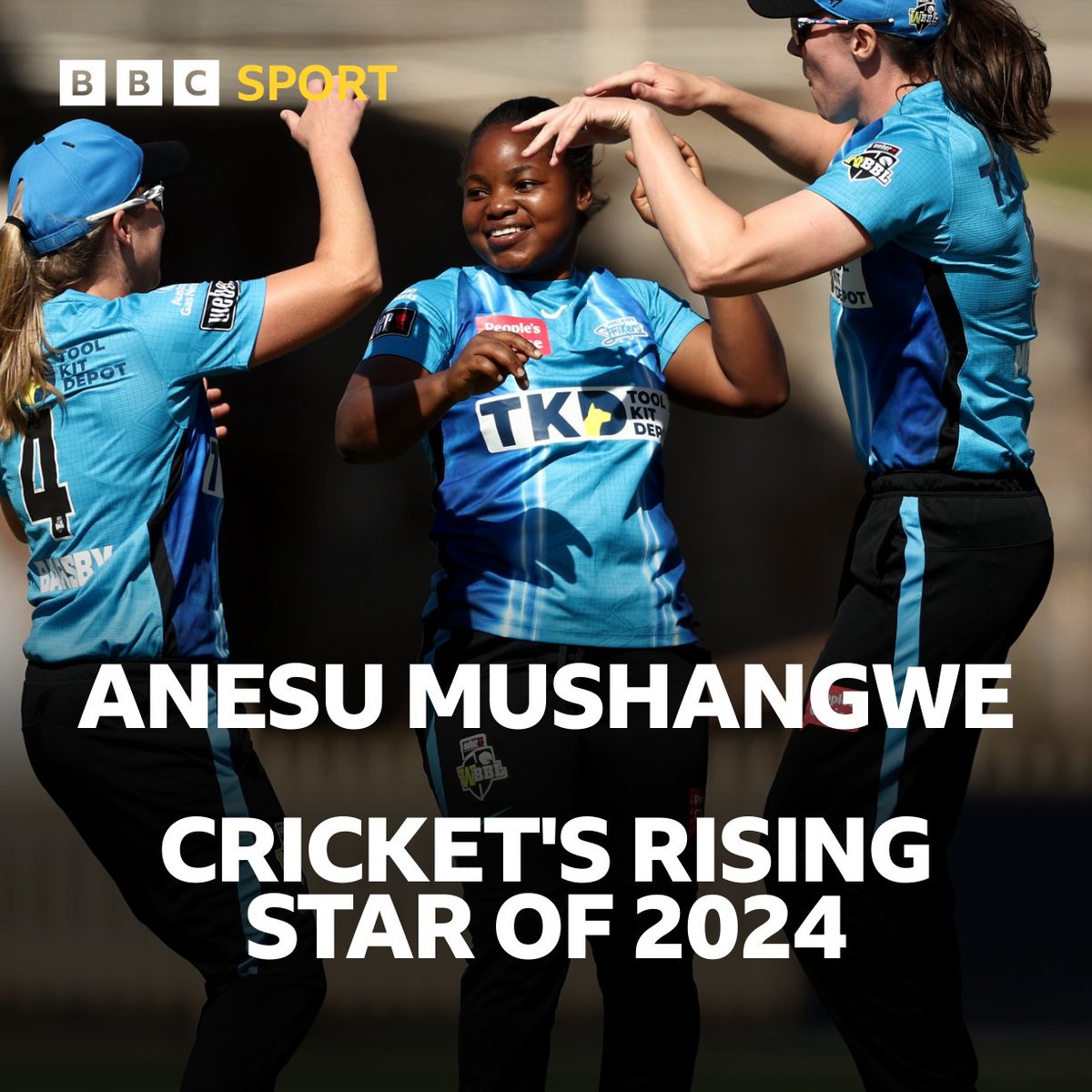 📢 Sport stars of 2024 📢 From lobbing lemons 🍋 to winning the WBBL 🏆 Anesu Mushangwe became the first player from Zimbabwe to win Australia's Women's Big Bash League having taught herself how to bowl spin. 🌀 Hear from our cricket one-to-watch 🔊 bbc.co.uk/sounds/play/p0…