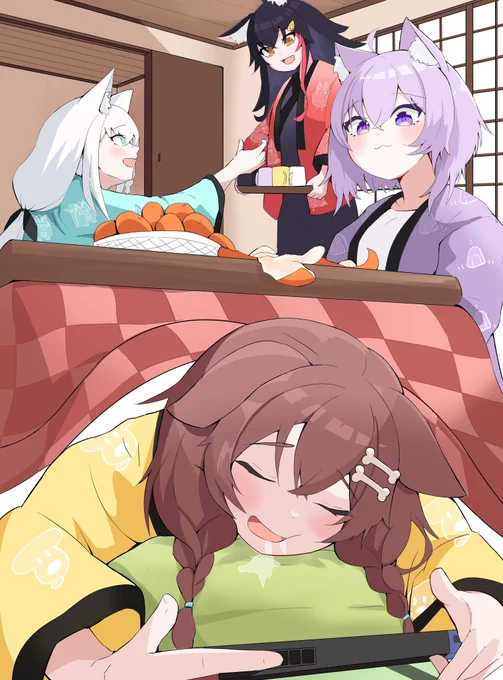 ホロゲーマーズお正月#絵かゆ #みおーん絵#絵フブキ #できたてころね 