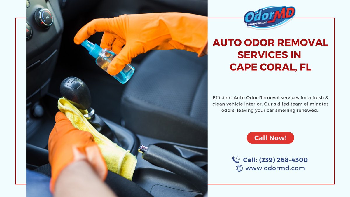 Hit the road with a fresh start in #CapeCoralFL! 🚗✨ Experience efficient #AutoOdorRemovalservices for a clean and renewed #vehicleinterior. Our skilled team eliminates odors, leaving your car smelling as good as new. Drive in freshness!

🌐:odormd.com/auto-rv-odor-r…

#odormd