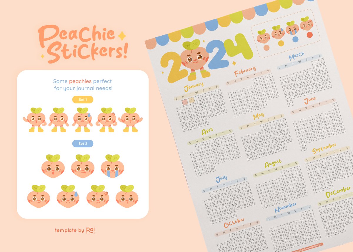 2024 peachie calendar and stickers  ´･ᴗ･` 🍑

download link in my bio!