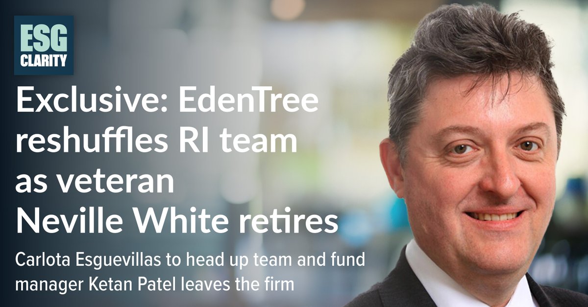 .@EdenTreeIM has appointed a new head of responsible investment as Neville White retires.

esgclarity.com/edentree-reshu…

#edentree #fundmanagers #peoplemoves #retirement