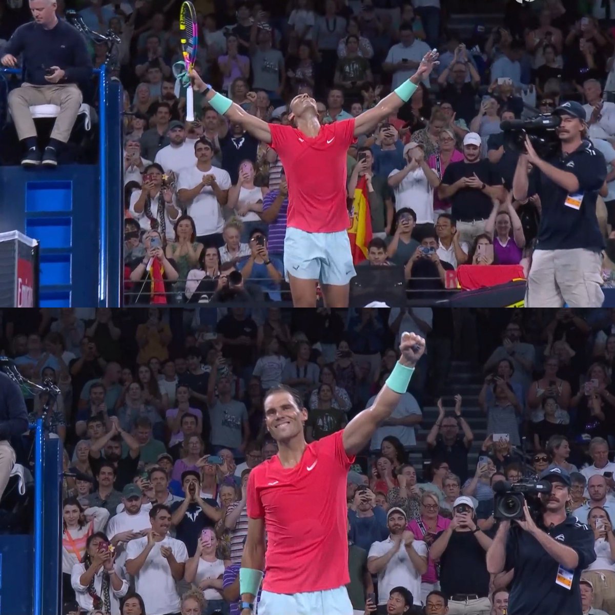 JesusCordon17's tweet photo. Para los que hemos crecido viéndole jugar y ganar es imposible no emocionarnos hoy! Grande @RafaelNadal Esto es tenis Papá!!! #rafaisback https://t.co/Tci6Q4raYh