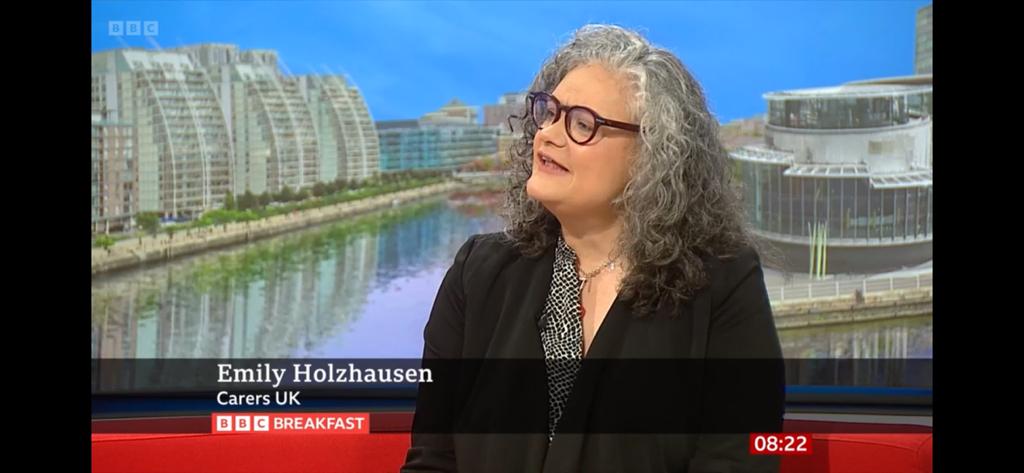 Great to see @CarersUK colleague @HolzhausenEmily on @BBCBreakfast Excellent coverage on the state of the care system and its impact on #unpaidcarers including our #StateofCaring results. Thanks to Dorothy for so powerfully sharing her experience of caring for her husband.