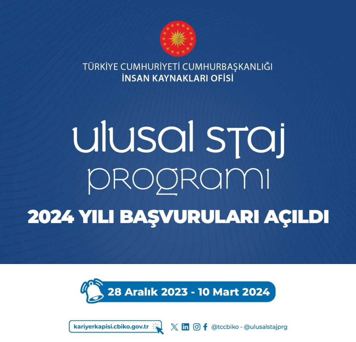 cagkariyer_'s tweet photo. #UlusalStajProgramı 2024 yılı başvuruları başladı! Hemen başvur, sen de kariyerin için bir adım at. #SeninİçinSeferbiriz! @tccbiko @ulusalstajprg
Başvuru Linki: https://t.co/kaPUki9Vr4
Son Başvuru Tarihi: 10 Mart 2024 https://t.co/W8xE1UWe9H